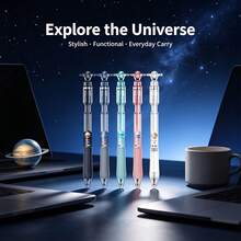 5pcs Galaxy Series Retractable Gel Pens, CS-Type Tip, Quick-Drying, 0.5mm Tip Diameter, Rotatable, Suitable For Student Learning - 5pcs-mixed Colors - View 7