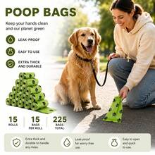 10 Rolls/150pcs Random Scented Dog Poop Bags, Printed With Cute Paw Print Pattern - Durable Pet Waste Bags, Suitable For Outdoor Use, Thickened Leak-Proof, Pet Waste Management, Foldable Square Design, High Quality (1 Dispenser) - Green - View 8
