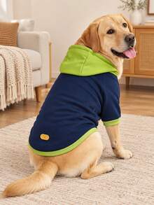 Basic Dog Hoodie - Soft & Warm Dog Hooded Sweater, Puppy Winter Jacket, Medium-Large Dog Cold Weather Clothing - Navy Blue - View 9