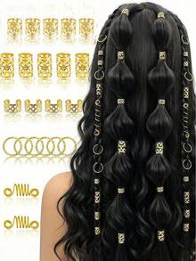 42pcs Bohemian Style Adjustable Dreadlock Hair Rings, Suitable For Multiple Occasions, Women's Hair Rings - Multicolor - View 1