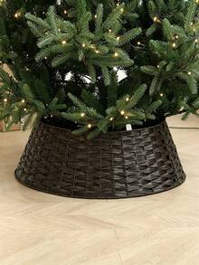 1 Set PE Texture Christmas Tree Collar, Faux Woven Christmas Tree Skirt, Christmas Tree Skirt, Home & Kitchen Holiday Decor | Seasonal Christmas Tree Base Skirt, Includes Christmas Decor Home Scene Arrangement - Multiple Styles - View 8