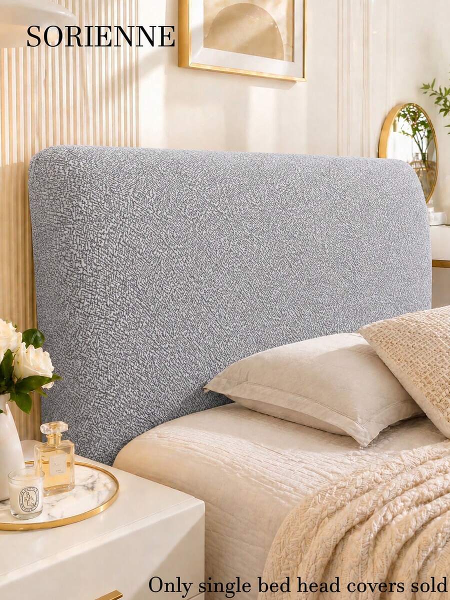 1pc Modern Cream Style Chenille Quilted Headboard Cover, High Gram Weight Jacquard Design Dustproof Sleeve, Jacquard Fabric, Full Coverage Stretchable Expandable Headboard Backrest Protector, Bedroom Decor, Home Supplies, Soft Skin-Friendly Dustproof Cover, Machine Washable, Water Washable, Ideal Holiday Gift, Suitable For Autumn/Winter Use - Grey - View 1