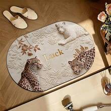 1/3pcs Home Set Mats, Retro Minimalist Pattern, Bathroom Anti-Slip Absorbent Floor Mat, Diatomaceous Earth Floor Mat With Retro Pattern, Bathroom U-Shaped Toilet Mat And Sink Absorbent Foot Mat, 2.6mm Thickness - GM-27 - View 4