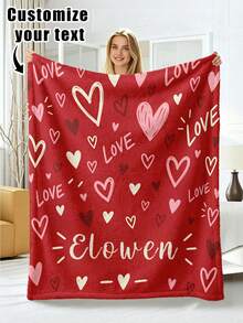 1pc Customized Flannel Blanket With Photo And Text, Office Nap Blanket, Comfortable Blanket, Mother's Day And Father's Day Gift For Parents, Bedding Blanket, Bed Customized Blanket, Customized Text Blanket, Personalized Home Blanket - Multicolor - View 19