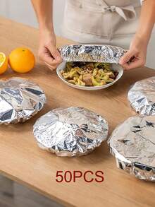 100pcs Reusable Aluminum Foil Food Preservation Film, Heat-Insulating Stretch Film, Durable Heat Retention, Suitable For Fruits, Meals, Tableware, Food Containers, Reflective Surface, Heat-Resistant Cover Film - Multiple Styles - View 13