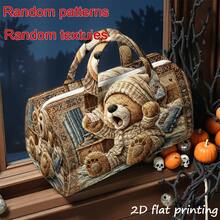 1 Buah Tas Tote Wanita Motif Beruang Teddy - Dapat Dicuci dengan Mesin, Cocok untuk Bepergian - Desain Cetak 2D (Tidak Bertekstur), Dapat Digunakan sebagai Hadiah Halloween, Thanksgiving, Natal - MultiWarna - View 4