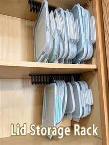 Lid Storage Rack, Under Cabinet Multi-Slot Lid Holder, Kitchen Organizer Rack, Under Sink Organizer, 5 Hooks/10 Hooks (White/Black/Yellow) Multiple Colors Available, Space-Saving Wall-Mounted Kitchen Storage Rack, Sturdy Container Lid Holder With Installation Hardware, Built-In Cabinet Organizer, Keeps Lids Organized And Easy To Access, Suitable For Various Jar Lids - View 11