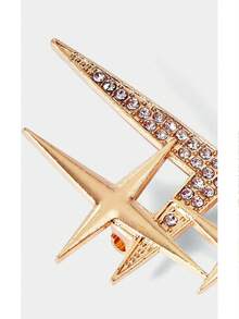 Noxbound 1pc Elegant Alloy Star Brooch With Rhinestone Inlay - Multicolor - View 3