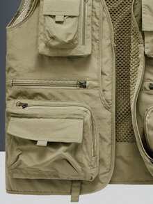 Men's Outdoor Casual Vest With Multiple Pockets, Lightweight Sleeveless Jacket For Spring Autumn, Suitable For Fishing, Photography - Khaki - View 5