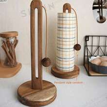 1pc Acacia Wood Paper Towel Holder, Multiple Styles Available: Countertop, Space-Saving, Strong Load-Bearing; Vertical Roll Holder, Suitable For Kitchen, Dining Room, Bathroom; Holiday Gift, Mother's Day Gift - Multicolor - View 5