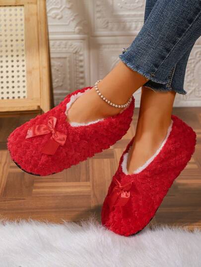 RALSWNAY Autumn/Winter Adult Indoor Slippers, Fleece Lining, Thick And Warm, Women's Halloween/Christmas Indoor Shoes