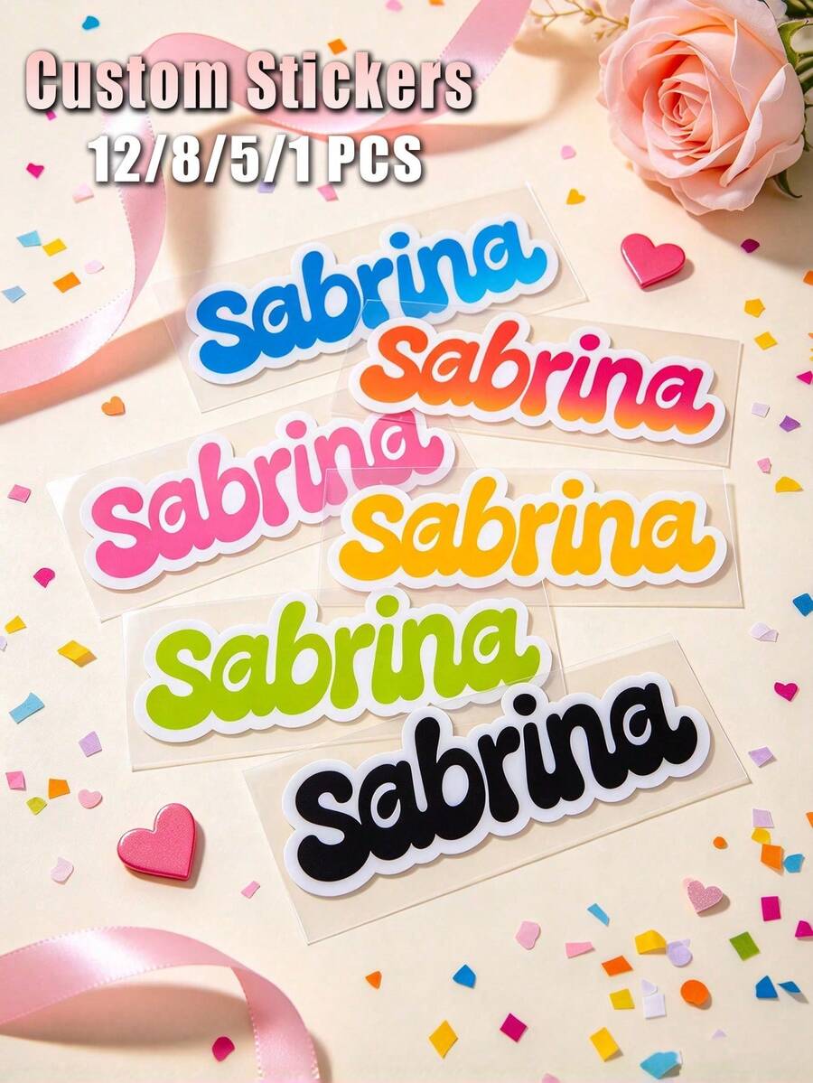 Customized Colorful Transfer Stickers, UV Printing, Personalized Transfer Stickers, Customized Name Label Stickers, Stickers, Name Stickers, Date Stickers, DIY Gifts, Handmade, Handwritten Fonts, Wedding Stickers, Gift Stickers - Multicolor - View 1