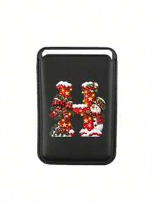 1pc Magnetic Phone Card Holder With Christmas Pattern, Compatible With IPhone 18/17/16/15/14/13/12 Pro/Pro Max/Plus/Mini Protective Case Series Phone Accessory - Black - View 3