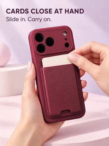 VOUVI Full Camera Protection Solid Color Wallet Card Slot Phone Case, Compatible With IPhone 17 16 15 14 13 12 11 18 Pro Max, Minimalist Protective Cover, Compatible With Apple 17e 16e 14 15 Plus Air, Phone Accessories - Burgundy - View 3