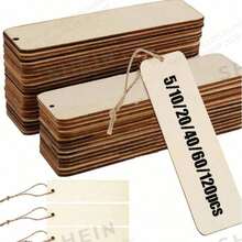 120pcs Blank Wooden Bookmarks, Rectangular DIY Wooden Tags With Hanging Rope, Suitable For Wedding, Birthday Party, Holiday Decoration, Rustic Vintage Style Handmade Crafts And Personalized Gift DIY - A - View 6