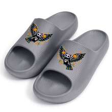 Chanclas casuales para hombre, diseño Día de Muertos con búho esqueleto y flores de cempasúchil. Material EVA suave, llamativas, excelente opción de regalo temático mexicano. - Gris - Ver 5