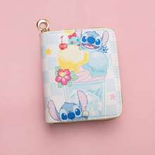 1pc Disney Cartoon European & American Style Stitch PU Wallet, Unisex Short Zipper Coin Purse, ID Card Holder - Multicolor - View 15