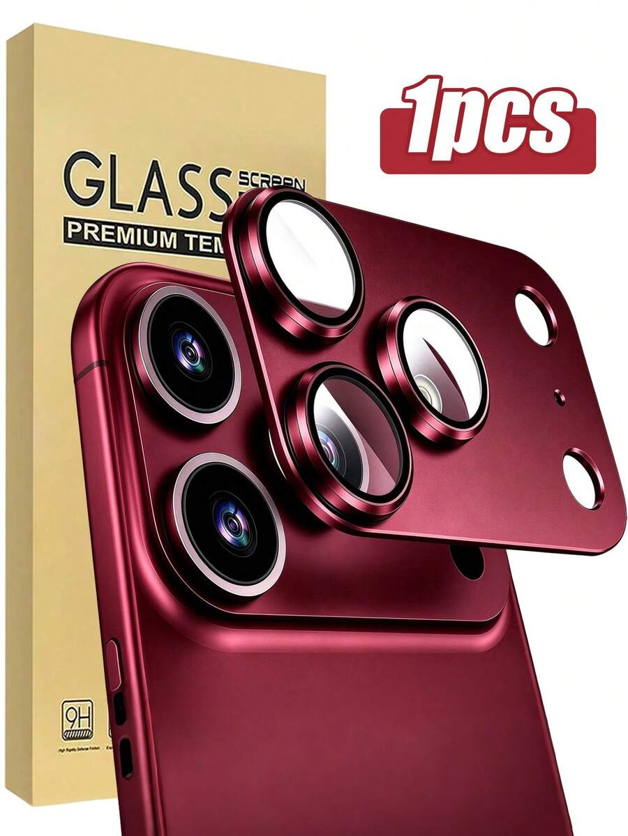 1-Pack [2026 New] Burgundy Metal & Tempered Glass Camera Lens Protector Compatible With Iphone 18 Pro Max/18 Pro – Shatterproof, HD Clear, Case Friendly, Retail Package - Burgundy - View 1