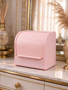 Creative 3D Printed Dust-Proof Flip Lid Cosmetic Storage Cabinet With Drawer Layered Storage, Minimalist Curved Design, Multiple Colors Available, Organizes Lipstick, Perfume, Makeup Brushes, Practical Home Storage Gift For Bedroom Vanity - Multicolor - View 10