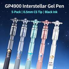 5pcs Galaxy Series Retractable Gel Pens, CS-Type Tip, Quick-Drying, 0.5mm Tip Diameter, Rotatable, Suitable For Student Learning - 5pcs-mixed Colors - View 3