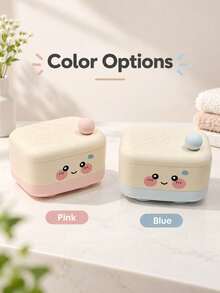 Couple's Cute Cartoon Soap Box, Pink For Girls, Blue For Boys, 2-Layer Draining Soap Holder, Cute Cartoon Soap Rack For Home And Dorm Storage - Cute Cartoon Soap Dish - View 4