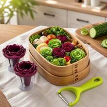 Curling Machine Rose-Shaped Vegetable & Fruit Curler Stainless Steel Spiral Slicer Multi-Function Vegetable & Fruit Cutter Creative Carrot Curler For Kitchen & Restaurant - Suitable For Potato, Carrot, Radish, Etc. Kitchen Accessories, Home Kitchen Accessories, Camping Essentials - Multicolor - View 1