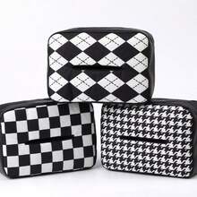 1pc Minimalist Black & White Car Tissue Box, Fashionable Black & White Plaid Hanging Tissue Dispenser, Multi-Functional Car & Home Use Automotive Accessory - A - View 11