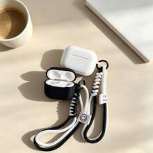 矽膠一體式保護殼適用於 4/5，Apple 耳機保護殼適用於 Pro 2/3，3 耳機殼 2 代軟殼附掛繩 - 黑色 - 查看 3