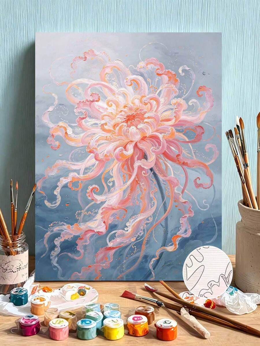 مجموعة الرسم بالأرقام DIY، لوحة قماشية لزهرة ليكوريس خيالية، ديكور جداري منزلي بدون إطار - A - مشاهدة 1