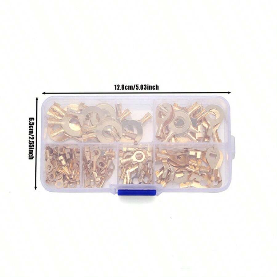 Round Terminal Block O-Type Lugs Terminals Cold-Pressed Connector Copper Tab Wiring Nose Combination Set New - A - View 1