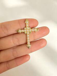 Cross Brooch With Pearl For Women, Vintage Arrow Design Luxury Brooch Accessory For Blazer - Arrow-shaped - View 4