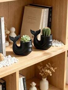 3D Printed Whale-Shaped Mini Planter, Unique Fish Tail Streamlined Design, Multiple Colors Available, Suitable For Succulents And Cacti, Desk And Windowsill Decor, Personalized Artistic Home Ornament, Perfect As A Small Gift - Multicolor - View 8