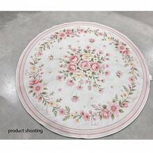 1pc Round Pink Floral Rug, Soft And Comfortable Bedroom Carpet, Washable Rug, Suitable For Front Door, Entrance, Hallway, Kitchen, Bedroom, Dorm, Dining Room, Skin-Friendly Carpet, Living Room Rug, Sofa Seat Rug, Area Rug, Creative Versatile Home Decor Carpet, Large Living Room Carpet, Bedroom Carpet, Dressing Room Carpet, Room Decoration Supplies, Gift For Family And Friends - Multicolor - View 7