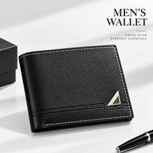 3PCS Men's Gift Set, Black Wallet, Keychain & Folding Comb, Business Style, Birthday, Christmas, Father's Day Gifts, Gift Box Not Included - Black - View 7