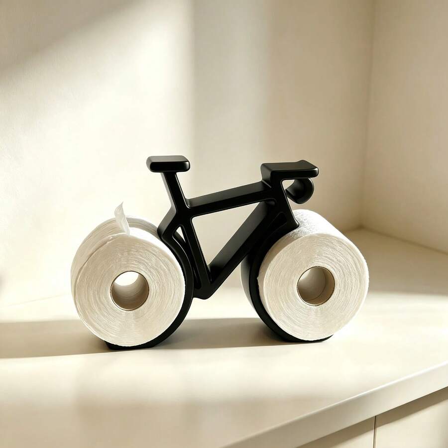 1pc Creative Bicycle Toilet Paper Holder, Double Roll Plastic Storage Rack, Bathroom Paper Towel Holder, Creative Home Decor - Multicolor - View 1