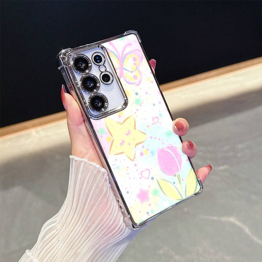 1pc Dreamy Floral Butterfly Star Ultra-Thin Shockproof Phone Case With ...