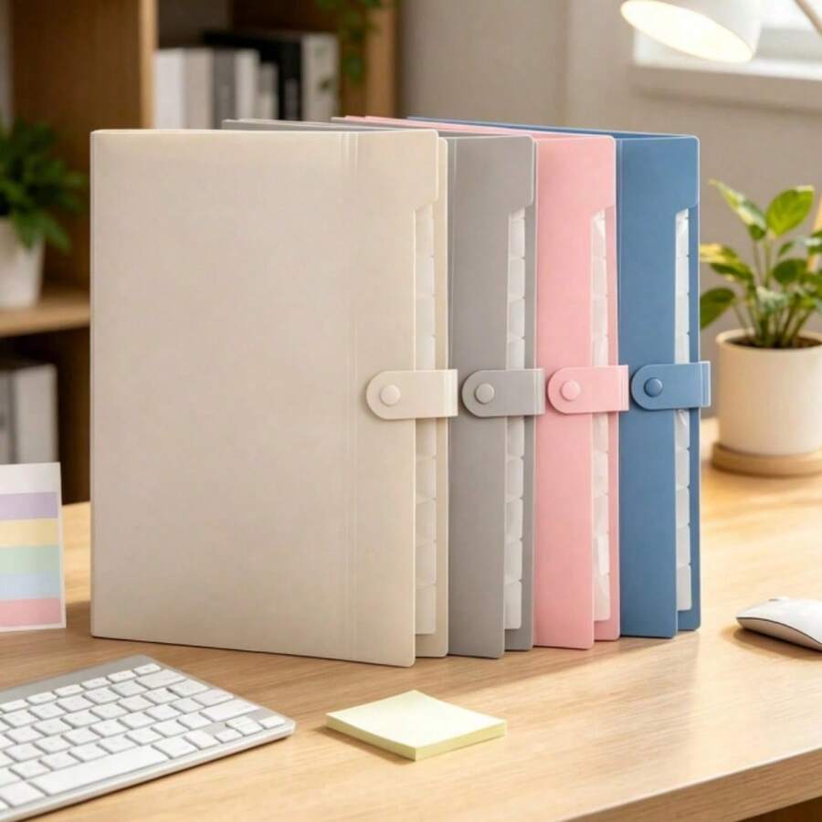 12-Slot Minimalist File Storage Bag, Multi-Layer Accordion Expansion Folder With Snap Button, Unisex, Waterproof Office Document Organizer, Suitable For Exams, Study, Notes, Contracts, Receipts, Stationery, Office Supplies, School Supplies, Back To School Season - A4 - View 1