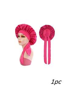 Shower Cap Camping Shower Cap Head Care Shower Cap, Satin Hair Cap With Adjustable Bow - Soft Hair Protection Cap, Suitable For Night Sleep, Bathing And Travel, Suitable For Curly Hair And Braids, Multiple Colors Available - A - View 10