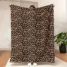 1pc Classic Leopard Print Digital Printed Blanket, Vintage Brown Tone Animal Texture Pattern, Soft Flannel Fabric, Smooth Skin-Friendly Touch, Lightweight And Warm, Suitable For Sofa Throw, Home Nap, Bedroom Soft Decor - Multicolor - View 2