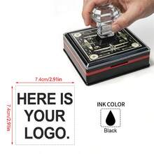 Custom Big Self Inking Logo Rubber Stamp With Your Logo And Name, Crystal Square Handle, Reusable Design For Business Parcels, Kraft Paper Bags, Gift Boxes, Envelopes And Shipping Box Marking - Black - View 9