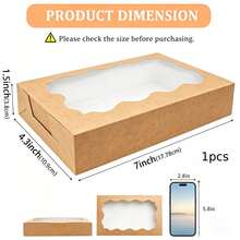 20pcs/10pcs/1pc Square Transparent Window Pastry Gift Boxes, 7*4.3*1.5 Inches, Premium Gift Boxes For Packaging Desserts, Donuts, Pies, Candies, Cakes, Muffins And Macarons - Brown - View 8