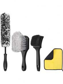 4pcs Car Wash Tool Set, Tire Cleaning Brush, Absorbent Towel, Wheel Deep Cleaning Kit - A - View 11