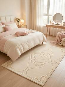 1PC 3D Textured Pattern Coffee Table Rug, Modern Luxury Cream Style Artistic Exquisite Faux Cashmere Rectangular Machine Washable Area Carpet, Suitable For Daily Home/Housewarming/All Seasons Large Size Floor Mat, Aesthetic Home Decor - Multicolor - View 2