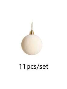 11pcs Cream White Christmas Decorative Balls With Hanging String, Suitable For Home Party, Window Display And Holiday Decoration - Multicolor - View 12
