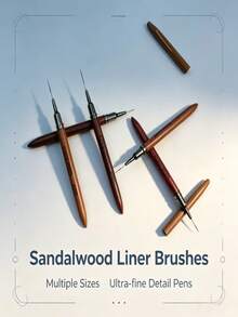 Durable Sandalwood Nail Striping Brush, Portable Line Drawing Pen For On-The-Go Nail Art Creation - Maroon - View 2