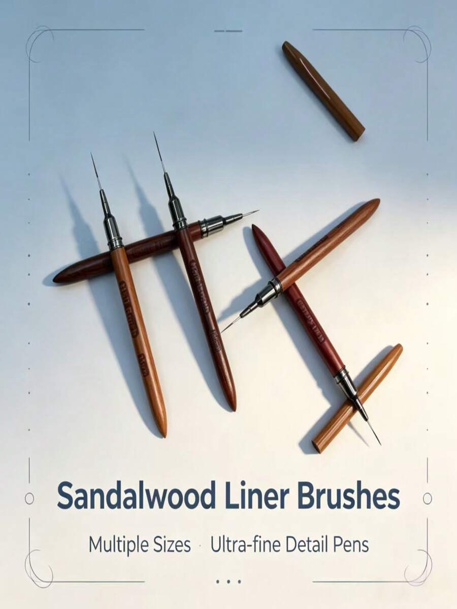 Durable Sandalwood Nail Striping Brush, Portable Line Drawing Pen For On-The-Go Nail Art Creation