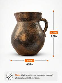 1pc Vintage Tuscan Inspired Resin Pitcher Vase, Dark Bronze Look Rustic Jug With Single Handle And Aged Textured Surface, Decorative Tabletop Flower Holder For Olive Branches, Dried Flowers, Kitchen Counter, Shelf And Dining Room - A - View 11