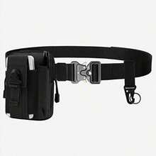 Outdoor Sports 2-In-1 Tactical Belt - Nylon Material, Adjustable Buckle, Suitable For Survival, Tactical Use, Tactical Gear - Black - View 6