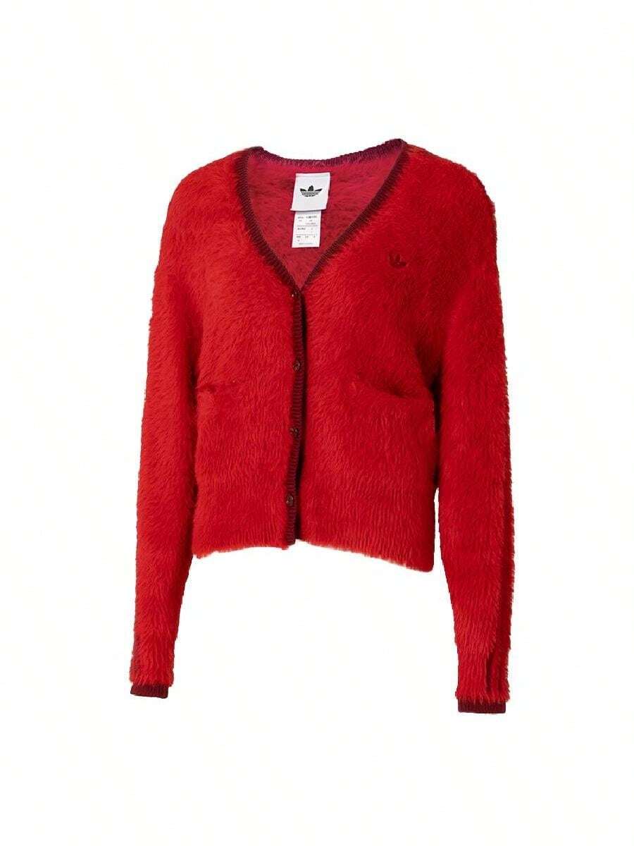 Adidas Originals Women's Sports Jacket CRFT CARDIGAN Red Fleece Cardigan Top KT3171 - Light Scarlet - View 1