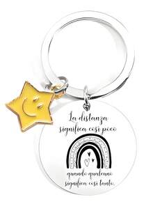 1pc Friendship Keychain, Engraved Round Pendant Key Ring With Multiple Charms, Best Friend Gift, Birthday Christmas Valentine's Day Bag Key Accessory - Silver - View 3